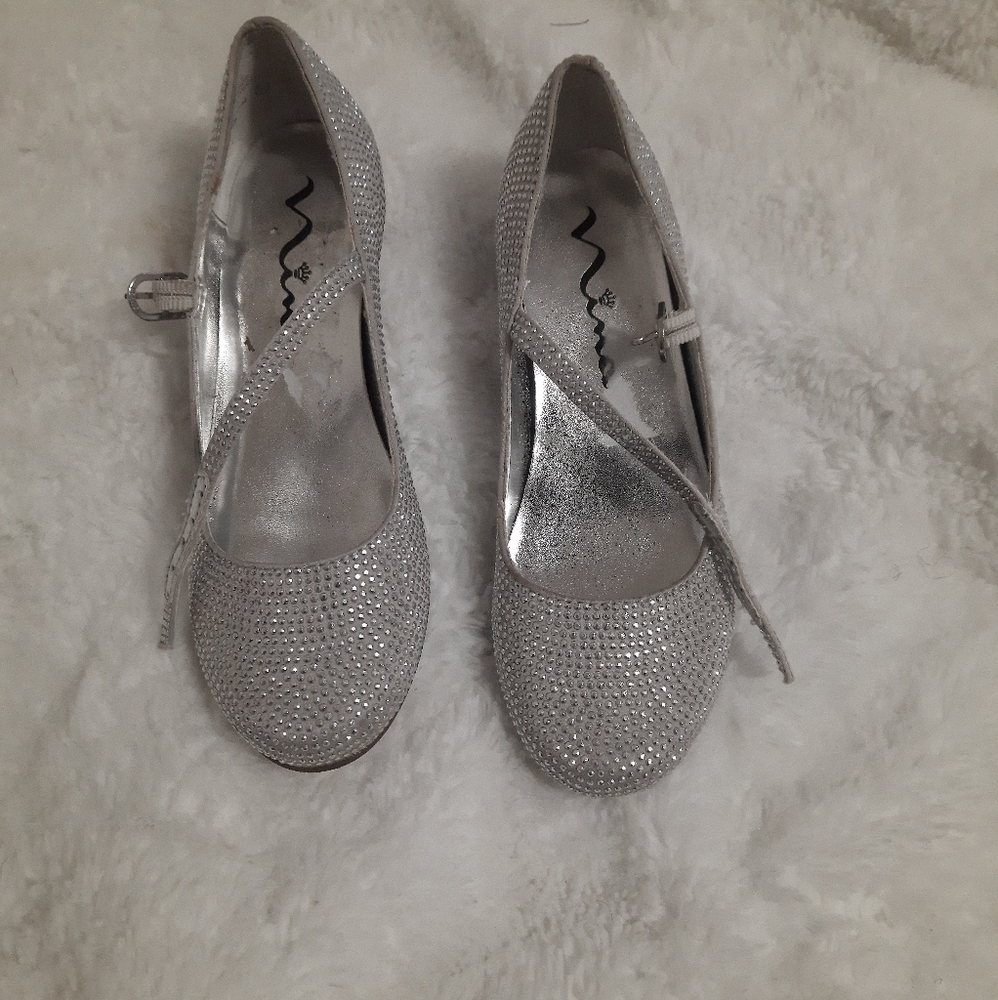 Silver sparkly girl shoes